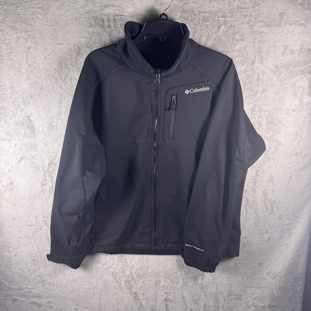 Columbia Softshell Jacket Mens XL Black Omni-Shield Full Zip Hiking Outdoor